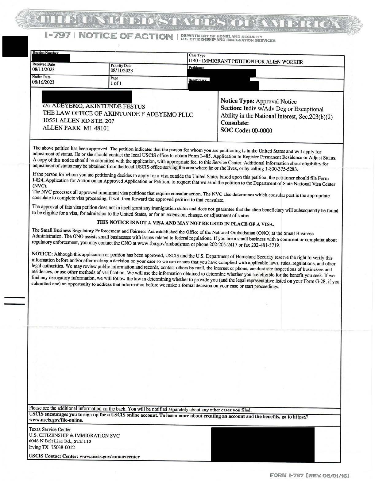 EB-2 (NIW) APPROVED FOR A CLIENT IN THE FIELD OF INDUSTRIAL